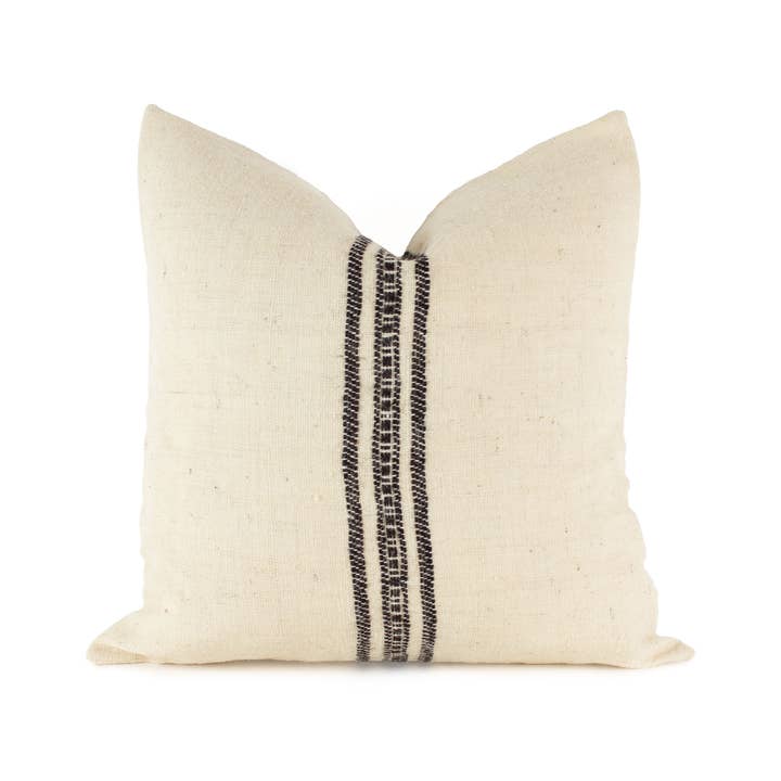 Viti - 20" Ivory Stripe Indian Wool Pillow Cover for wholesale by Heddle & Lamm