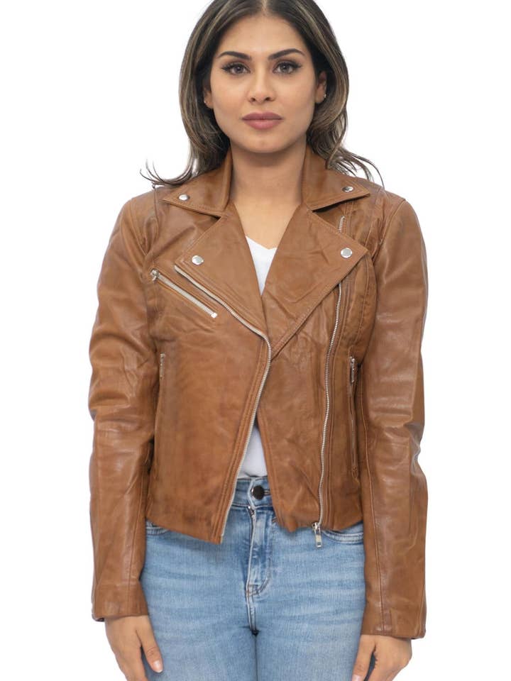 Infinity Leather (Upperclass Fashions Ltd) - Vendita all'ingrosso Giacca in pelle - Donna - Giacca da motociclista in pelle da donna-Zanzibar