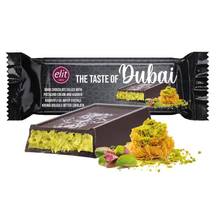 Aladdin – wholesale Chocolate bar – Elit Dubai Dark Chocolate with Pistachio Cream and Crispy Kataifi - 30g