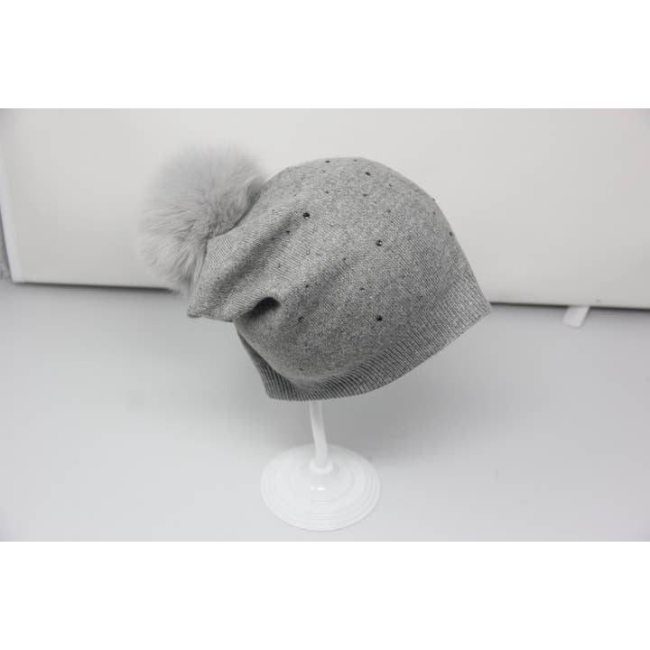 FanakoStudioNYC - Wholesale Beanie - Women's - New, 100% Cashmere Beanie Hat With Real Fox Fur Pom Pom/ Winter Hat For Women/ Wool Winter Hat/beanie.christmas Gift2