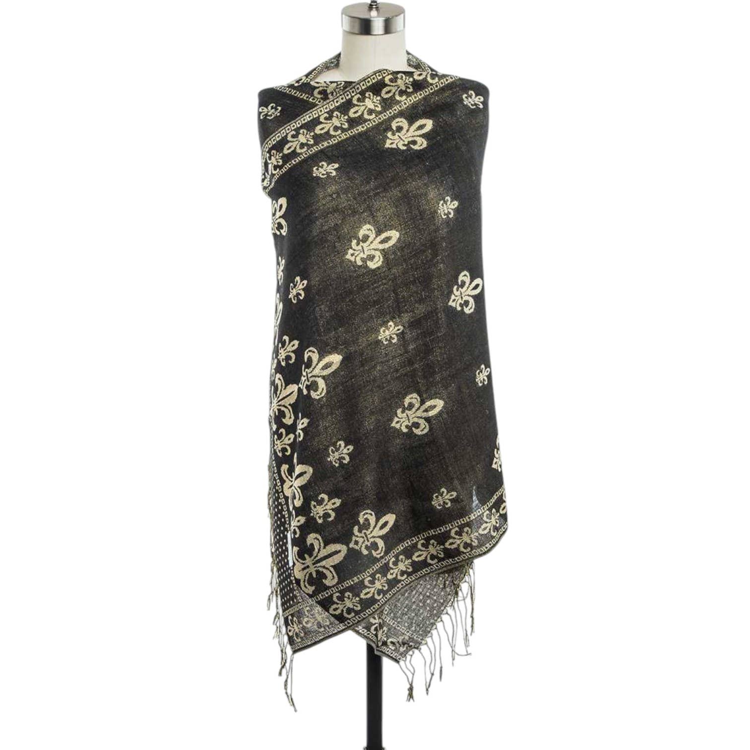LA Jewelry Plaza - Wholesale Scarf - Women's - Fleur De Lis Print Pashmina Shawl Scarf0