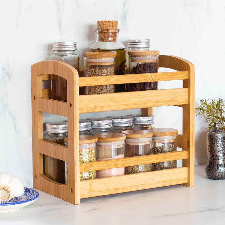 2-Tier Spice Caddy for Kitchen Countertops or Pantries for wholesale by Totally Bamboo
