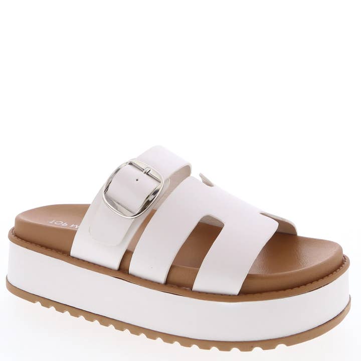 Mars Sky Shoes Wholesale - Wholesale Sandals - Women's - Top Moda Thick Bottom H-cutout Band Buckle Strap Sandals