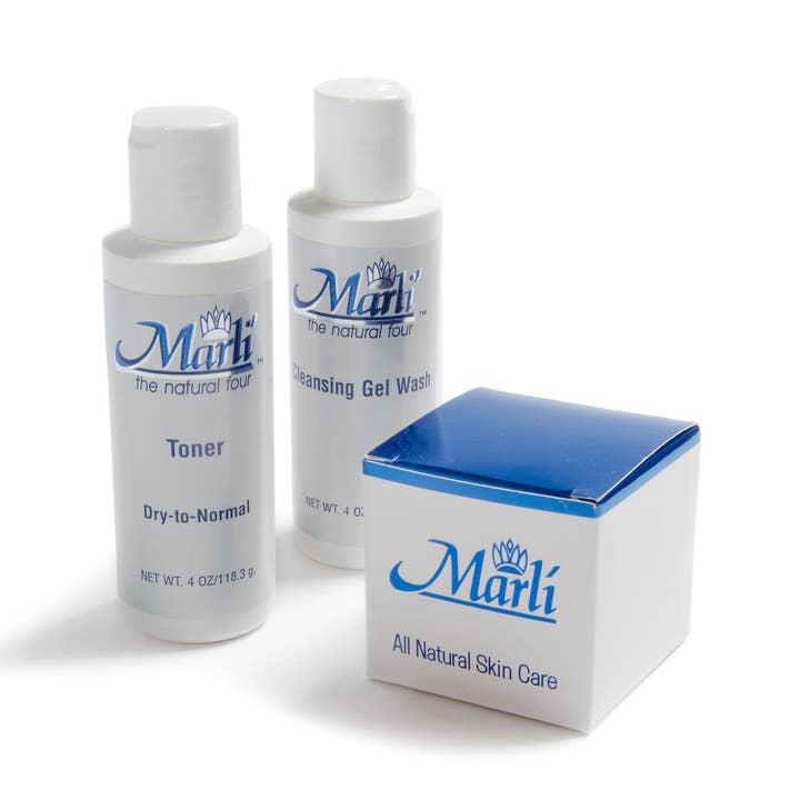 Kit complet de soins de la peau Marli Rapid Wrinkle Erase (avec crème d'effacement rapide des rides, gel nettoyant pour le visage au collagène et toner équilibrant le pH) pour la vente par Danyel Cosmetics & Marli Skin Care