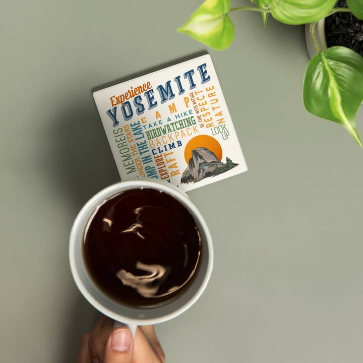 Lantern Press - Wholesale Coasters - Ceramic Coaster Yosemite, California, Experience Yosemite…1