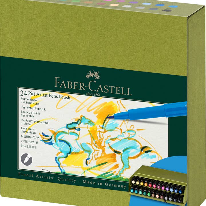 Faber-Castell PITT Artist Pen Multicoloured Studio Box Of 24 for wholesale by West Design Products UK