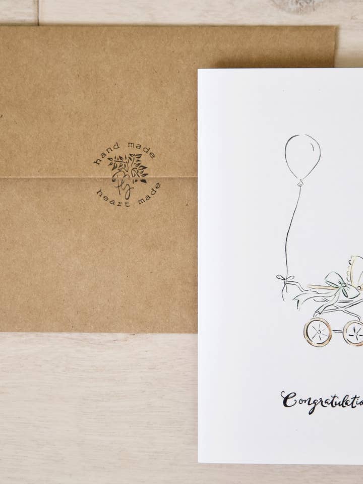 Baby Carriage Greeting Card for wholesale by Paper Gems Collective