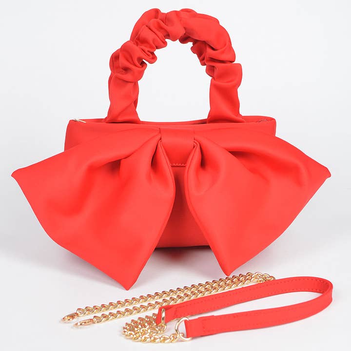 3AM BY H&D ACCESSORIES - Wholesale Top Handle Bag - Women's - Nylon Top Handle Bag with Bow Front Clutch