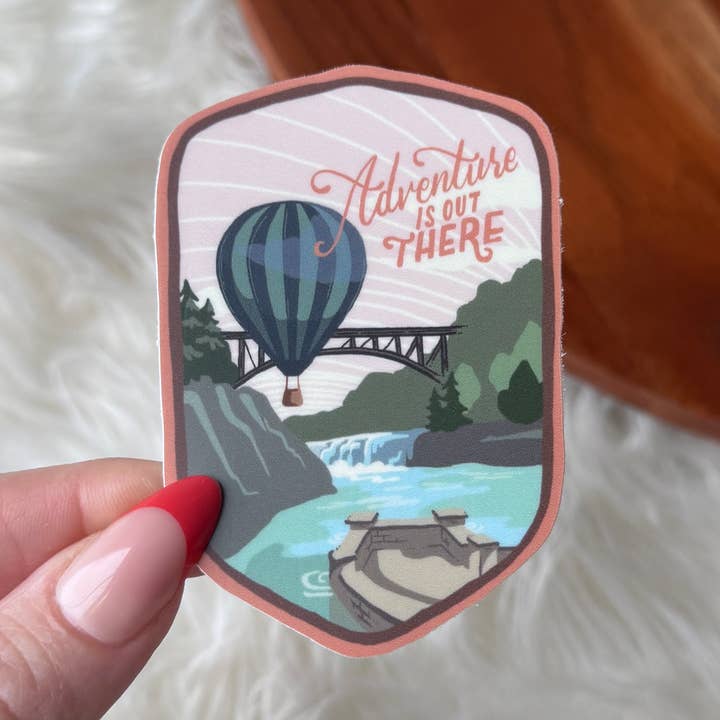 "Adventure is out there" Hot Air Balloon Travel Sticker for wholesale by Big Moods