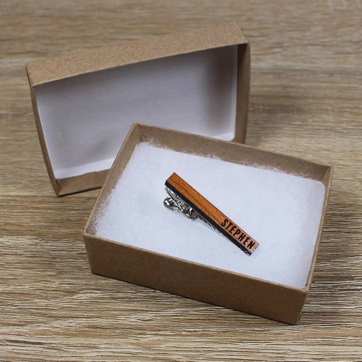 Groomsman Gear - Wholesale Tie Clip - Men's - Personalized Tie Clip | Cherry Wood3