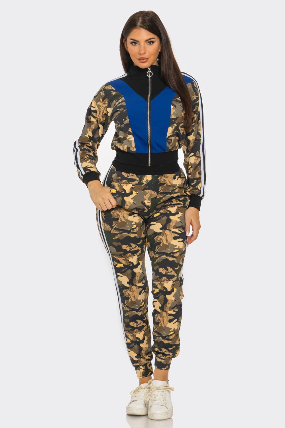 Camo Print Zip Up Jacket And Jogger Pants Set  for wholesale on Faire0
