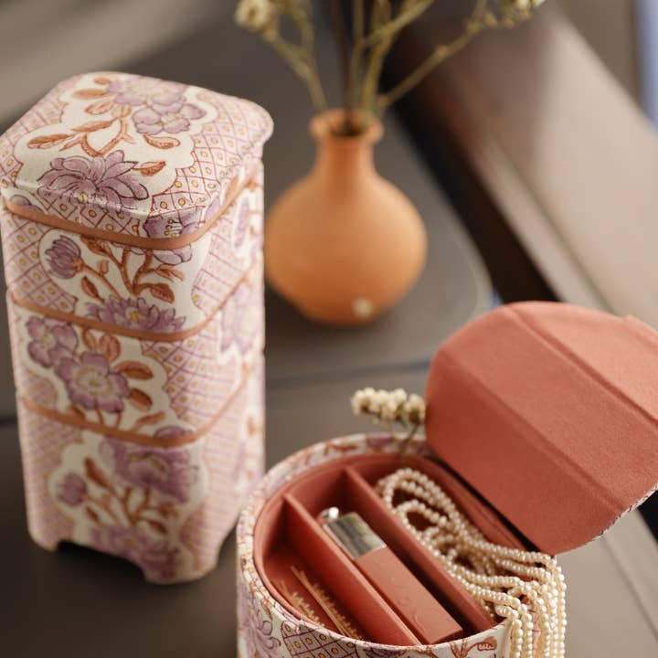 Craft Boat - Wholesale Desk Organizer - ROUND KEEPSAKE JEWELLERY BOX - LAVENDER3