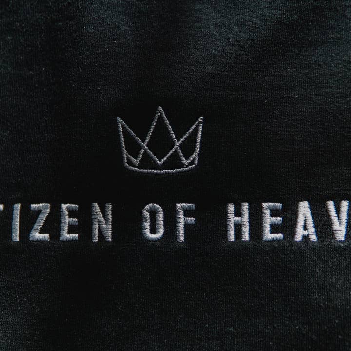 Nero citizen of heaven | Felpa Christian ricamata in vendita all'ingrosso su Faire4