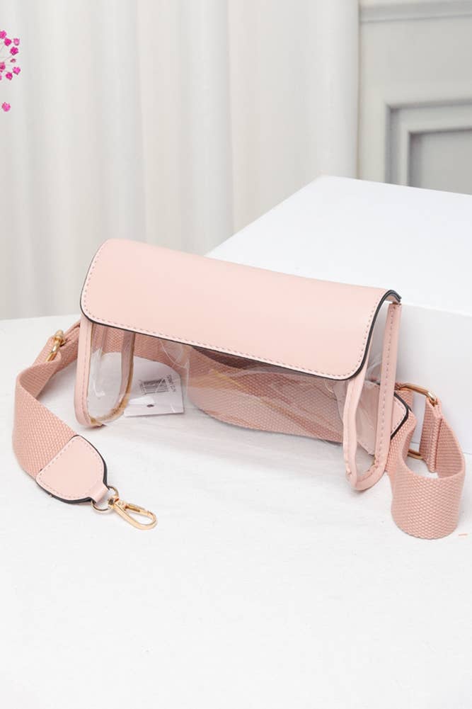 Hana - Wholesale Crossbody Bag - Women's - Solid Trim Clear Stadium Crossbody Bag16