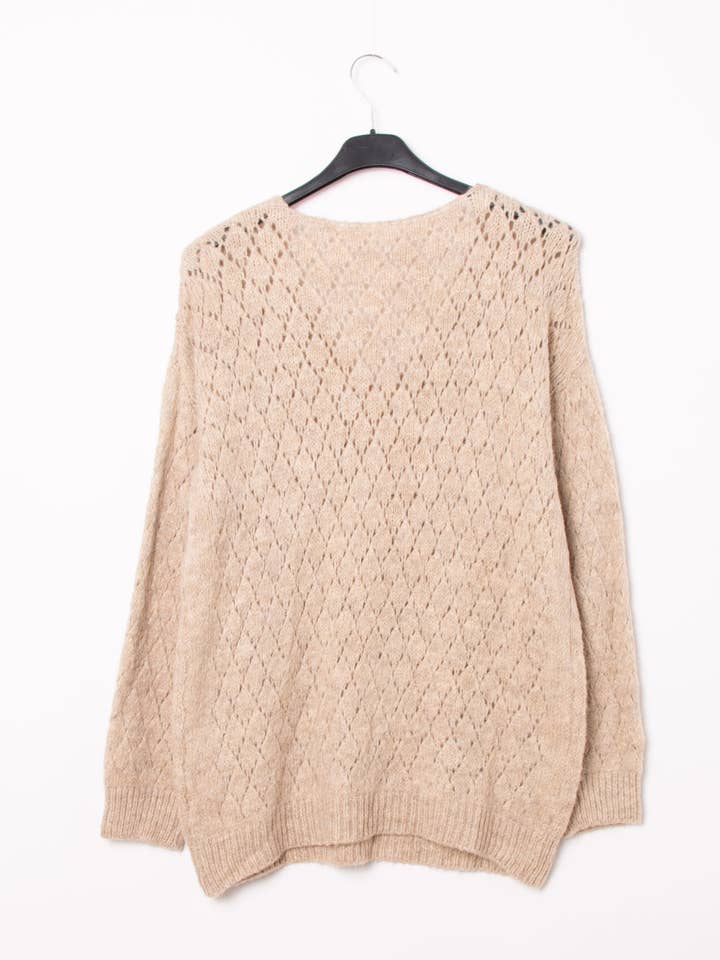Pépouz' Paris - Wholesale Knit Sweater - Women's - Mohair openwork sweater with diamond pattern PP250520