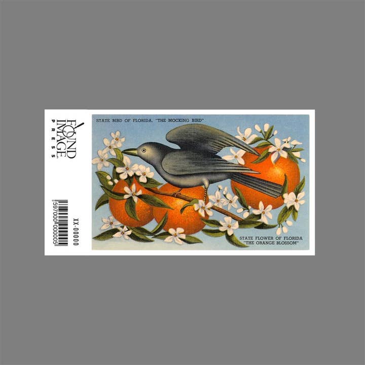 Found Image Press - Wholesale Sticker - Sticker FL-78 Mockingbird, Orange Blossoms, Florida1