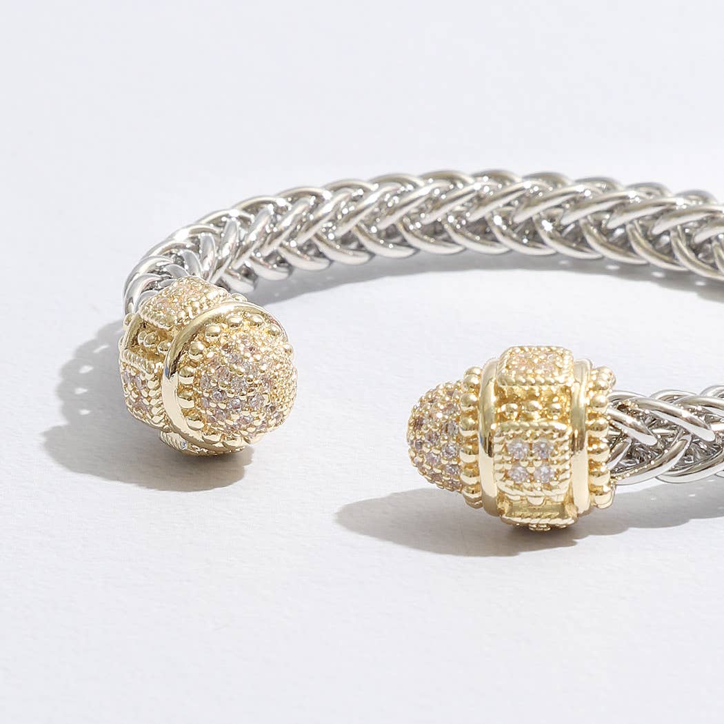 Fashion City - Vente Bracelet jonc - Bracelet jonc en forme de deux T, rond, entouré de pierres précieuses12