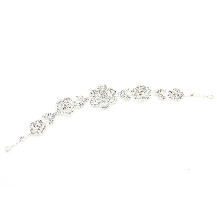 Diacly - Wholesale Hair Clip - Women's - Rose Detail Rhinestone Flexible Hair Deco Band