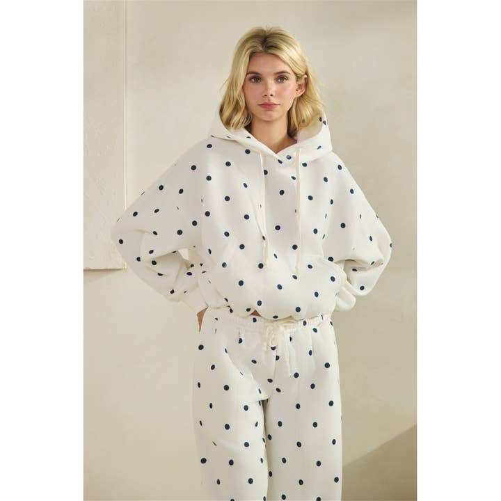 Printed Bubble Hem Knit Hoodie for wholesale by Veveret