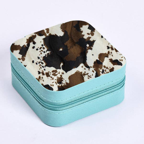The Front Porch Label - Wholesale Jewelry Box/Organizer - Brown Cowhide Square Jewelry Case