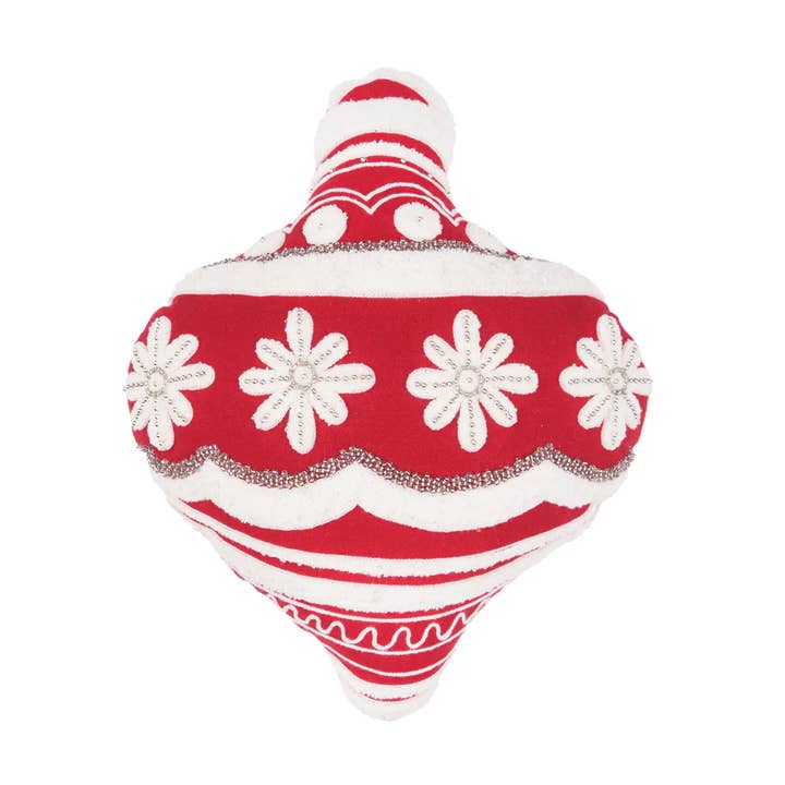Christmas Scarlett Red Ornament Shaped Throw Pillow for wholesale by carol & frank
