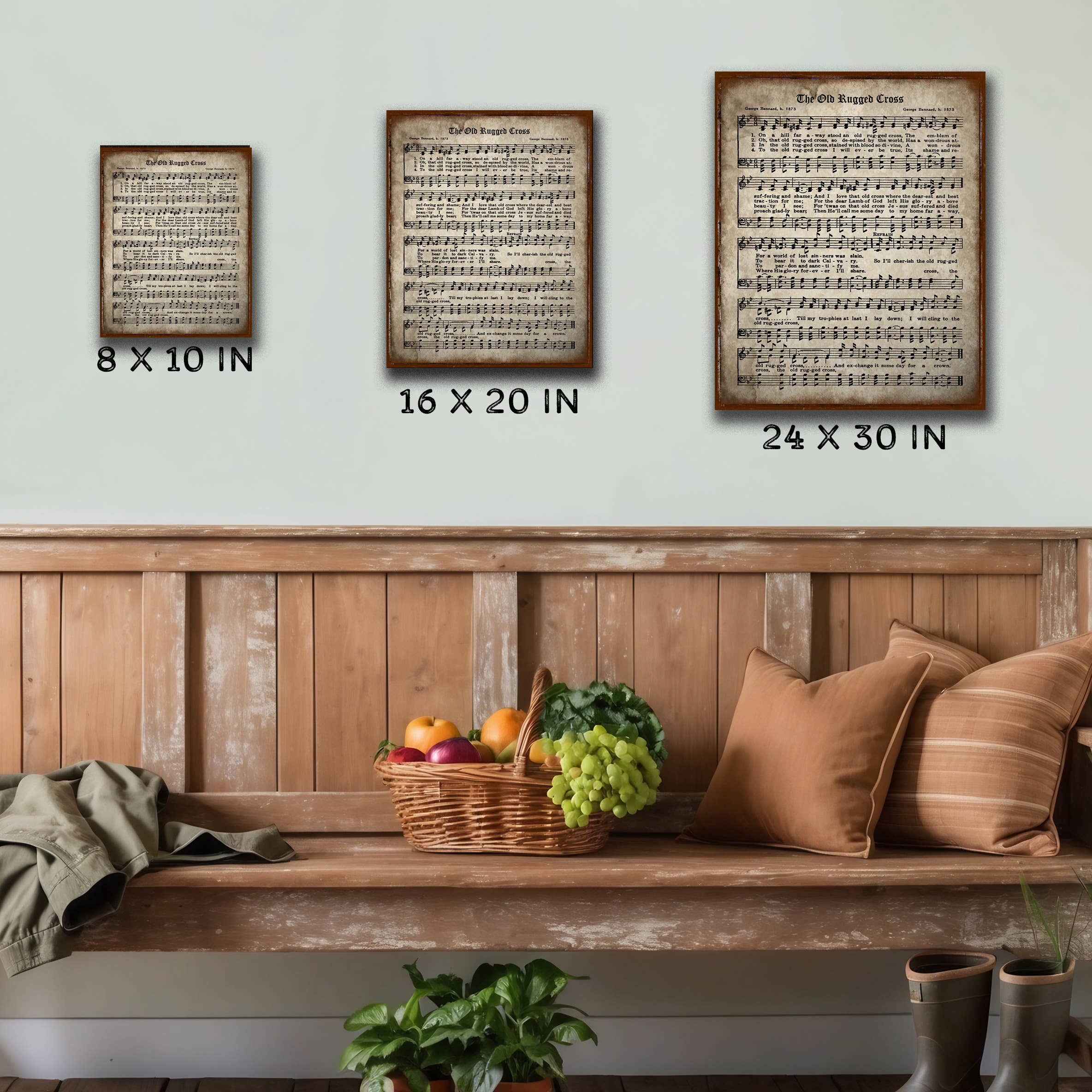 Olive Branch Farmhouse - Wholesale Canvas Art - The Old Rugged Cross Vintage Hymnal Christian Canvas Art0