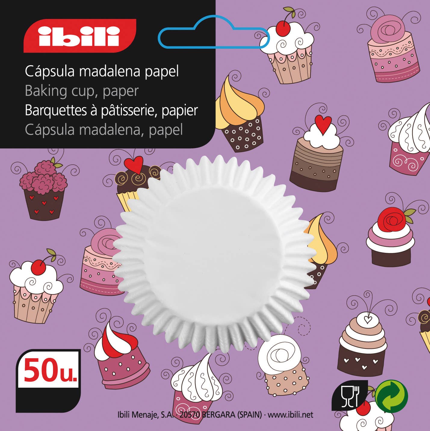 Ibili - Wholesale Cupcake/Muffin Liner - IBILI - Round Madalena capsule (50 pcs) 7x3.501
