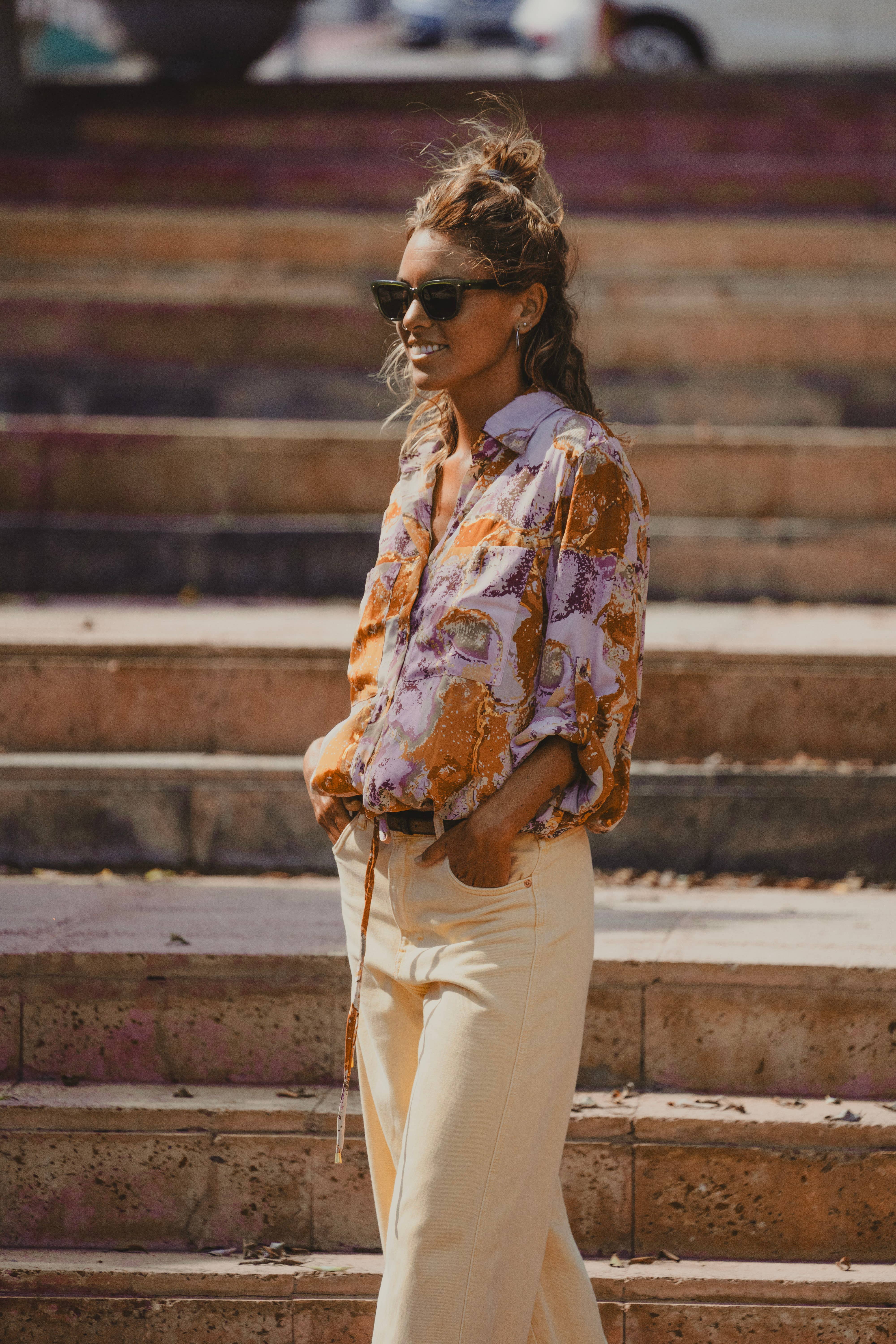 Arena Formentera – wholesale Tröja med knappar – Dam – Bohemisk blus med knäppt krage och fickor8