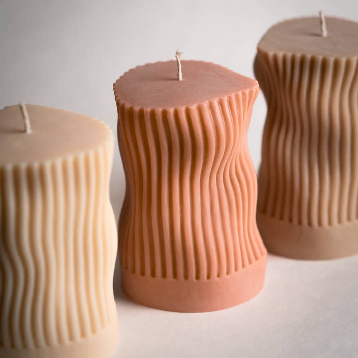 Hendrix Wavy Pillar Candle for wholesale by Iconic Candles