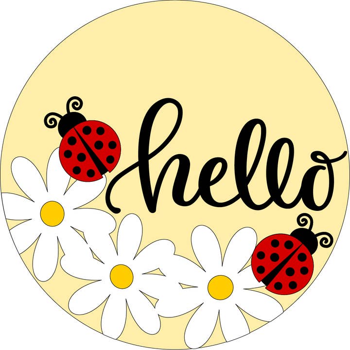 Animal- Hello Ladybug Door Hanger DIY | Wood Sign for wholesale by Kate's Blanks
