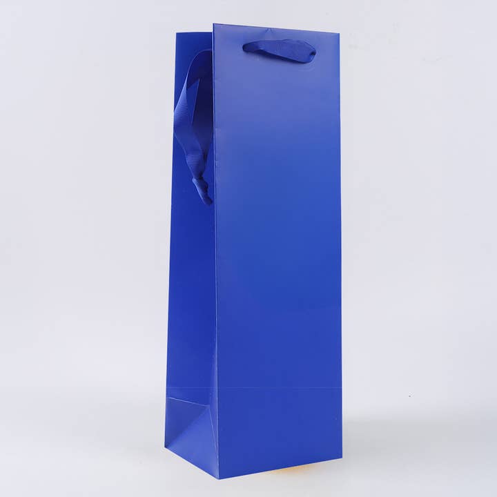 12pcs, 5"x4"x14.4" gold & blue wine bottle gift bag for wholesale by ByHome