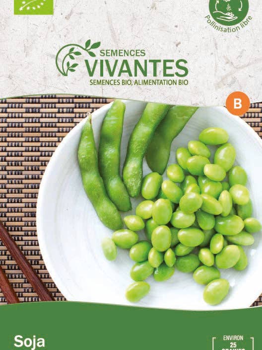 Soia edamame biologica - Confezione da 25 semi per la vendita all'ingrosso da parte di Semences Vivantes
