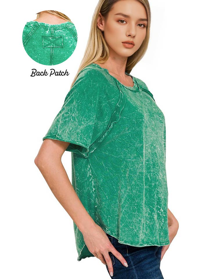 42POPS - Wholesale Knit Top - Women's - 1016 Washed Top W/ Back Patch SI-262471