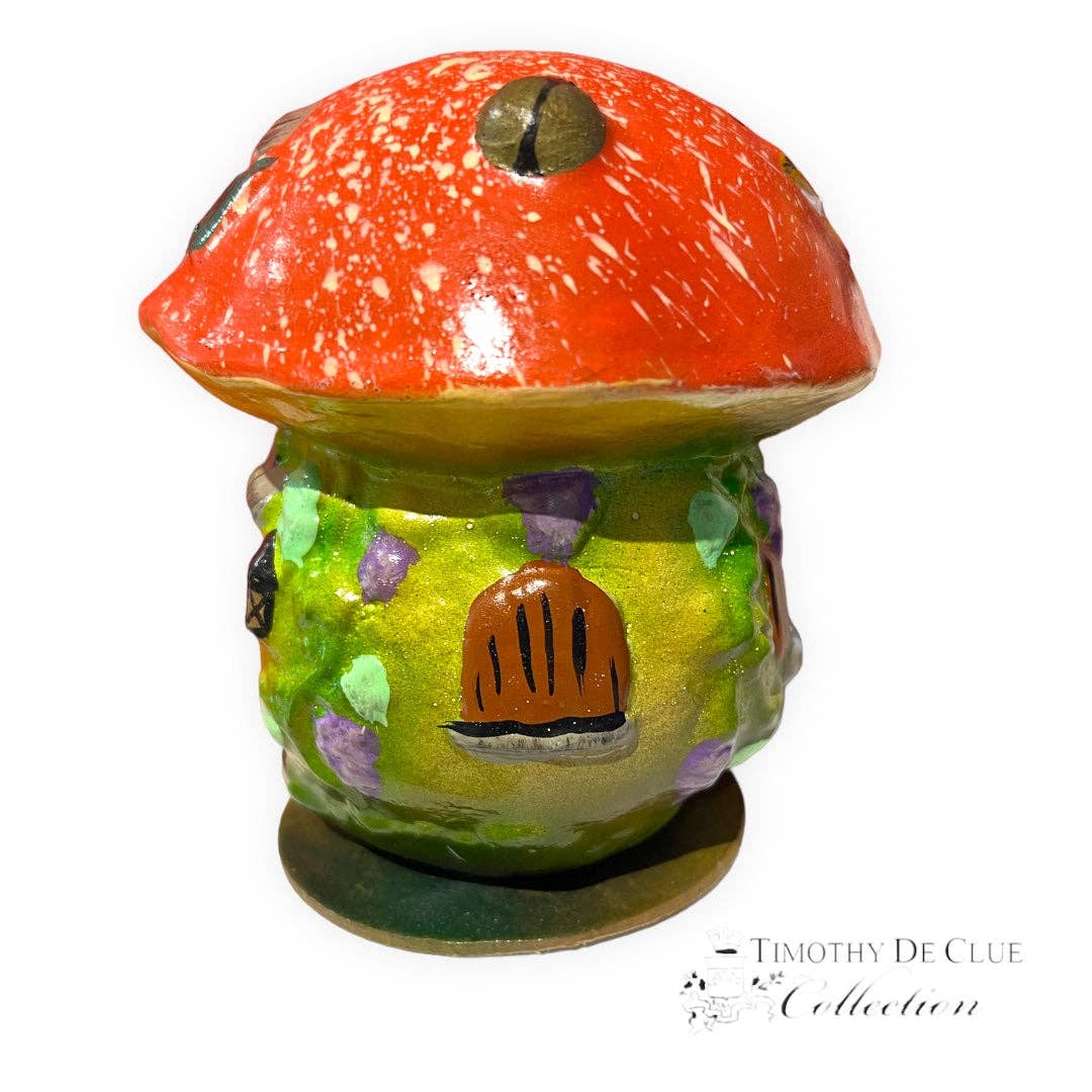 Timothy De Clue Collection - Wholesale Christmas Decoration - Santa's Forest Getaway Paper Mache Mushroom Candy Container - Antik Baubles Christmas Decor1