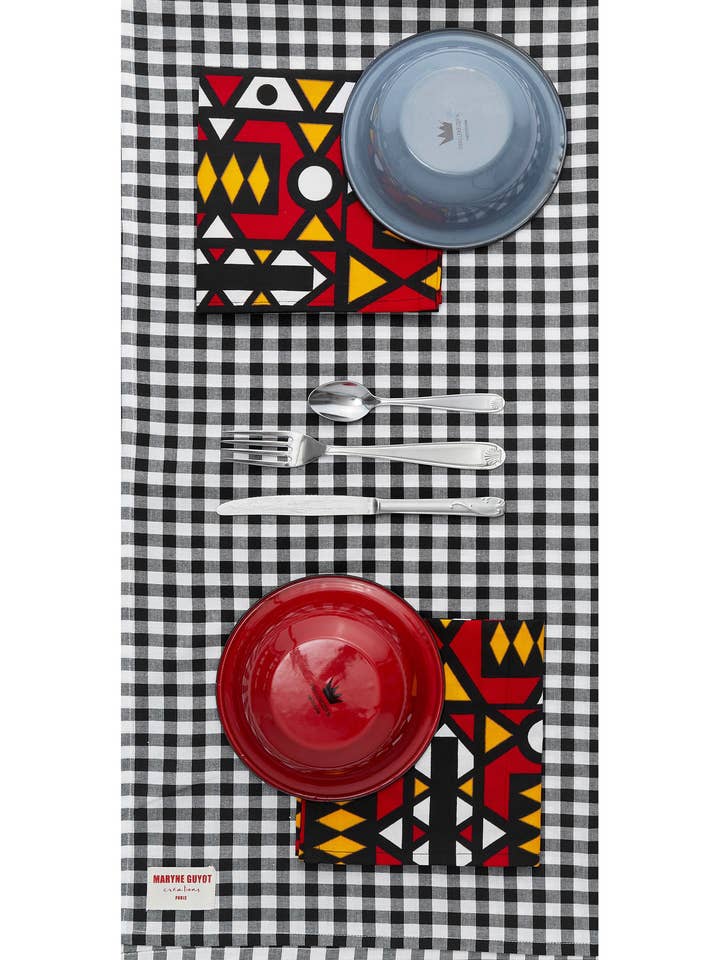 Picnic pouch for 2 people - Vichy Noir for wholesale by Maryne Guyot créations