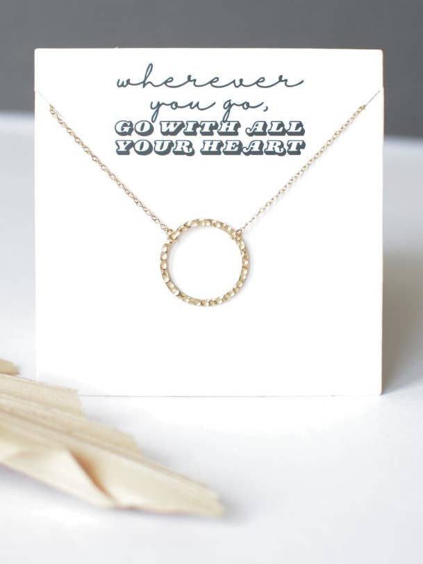 Gold Circle Necklace – Christian Jewelry, Faith Gift for Her for wholesale by Two and Crew - Faith Based Jewelry & Gifts