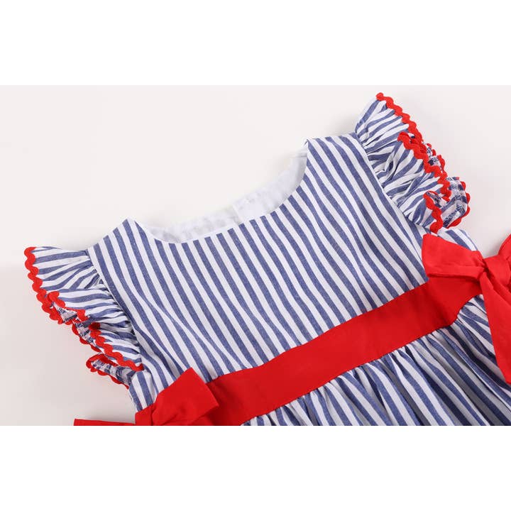 Lil Cactus - Wholesale Dress - Kids - Navy Blue and Red Ruffle Dress4