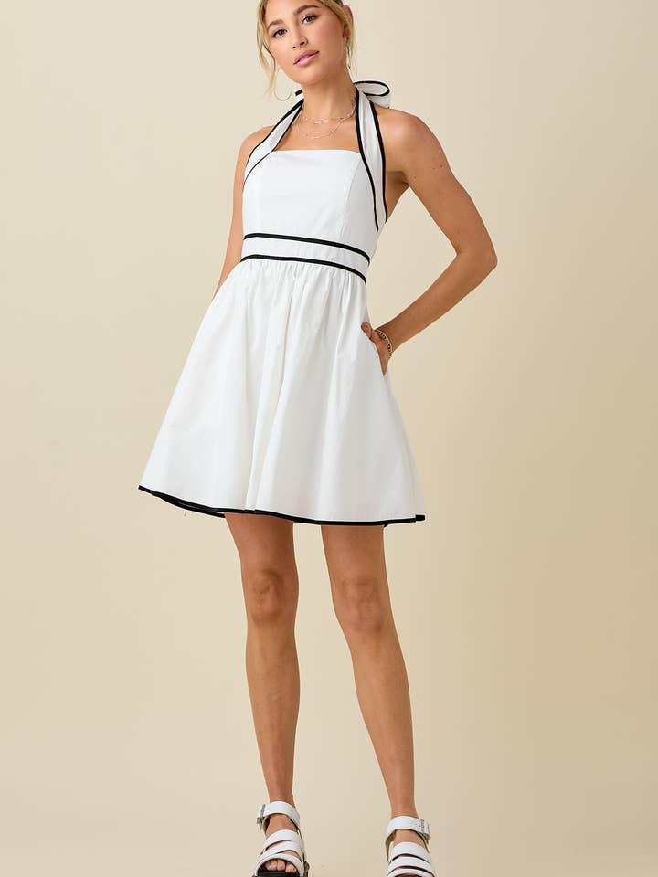 BABY PINK – wholesale Klänning - Dam – Halterneck rygglös miniklänning med kontrasterande kantband18