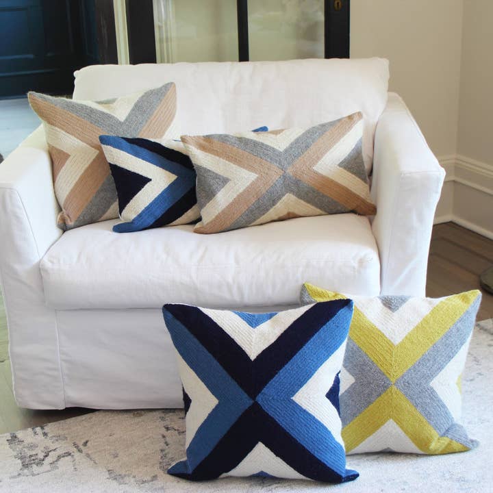 Grinda Rectangle Pillow - Hand Embroidered for wholesale by Johanna Howard Home