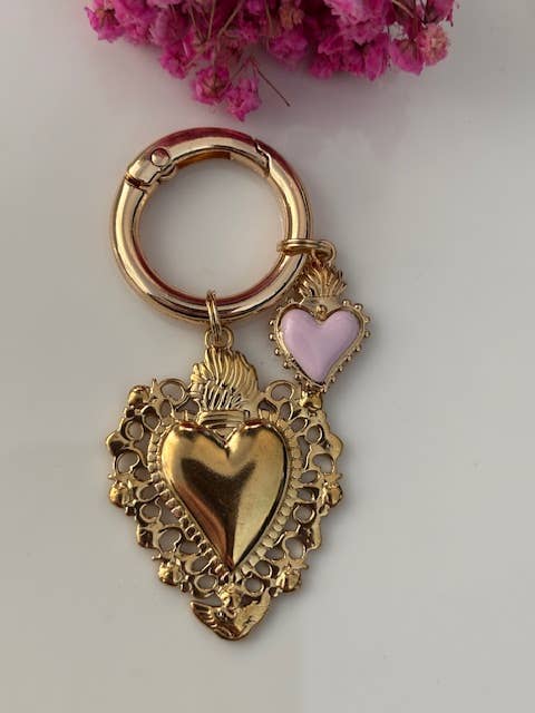 Miss DJ Angel - Wholesale Keychain - Women's - Ex-voto sacred heart charms, ex-voto bag charms, gift