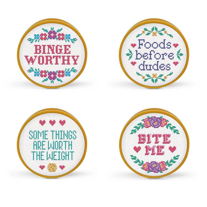 Fred & Friends - Wholesale Purse/Bag Accessory - Women's - In Stitches - Cross Stitch Bag Clips - Set of 4