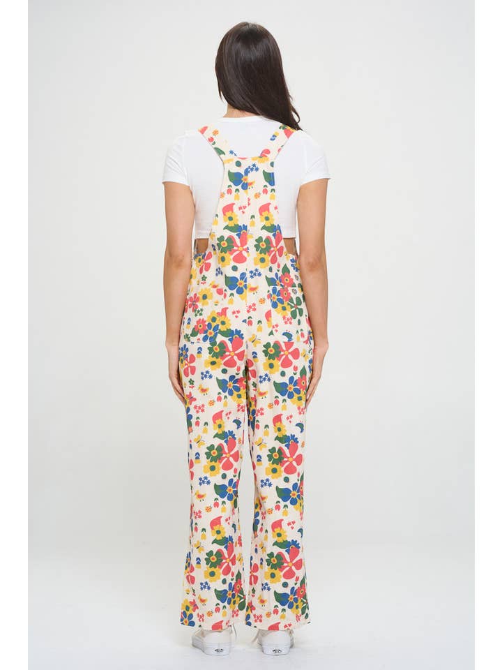 SM WARDROBE - Wholesale Overalls - Women's - MULTI COLOR FLORAL PRINT OVERALLS