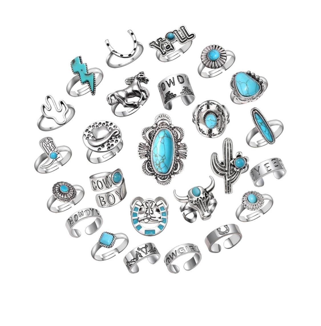 Cross and Crowns – Großhandel Schmucksets – Vintage-Türkisringe