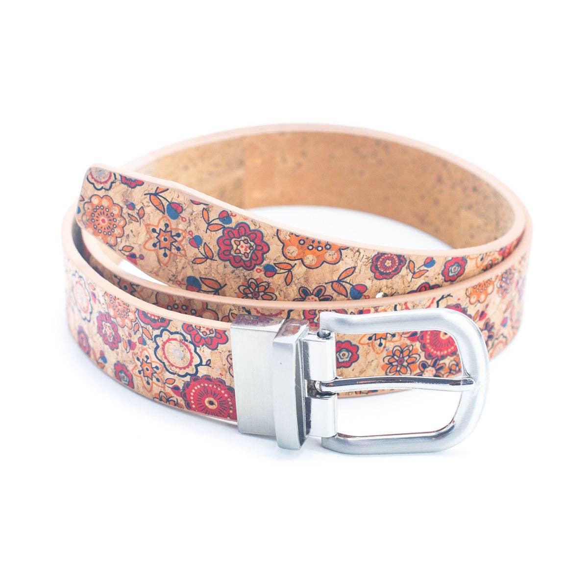Meninas Bonitas Cork - Wholesale Riem - Dames - Damesriem van natuurlijk kurk met bloemprint en verstelbare gesp9