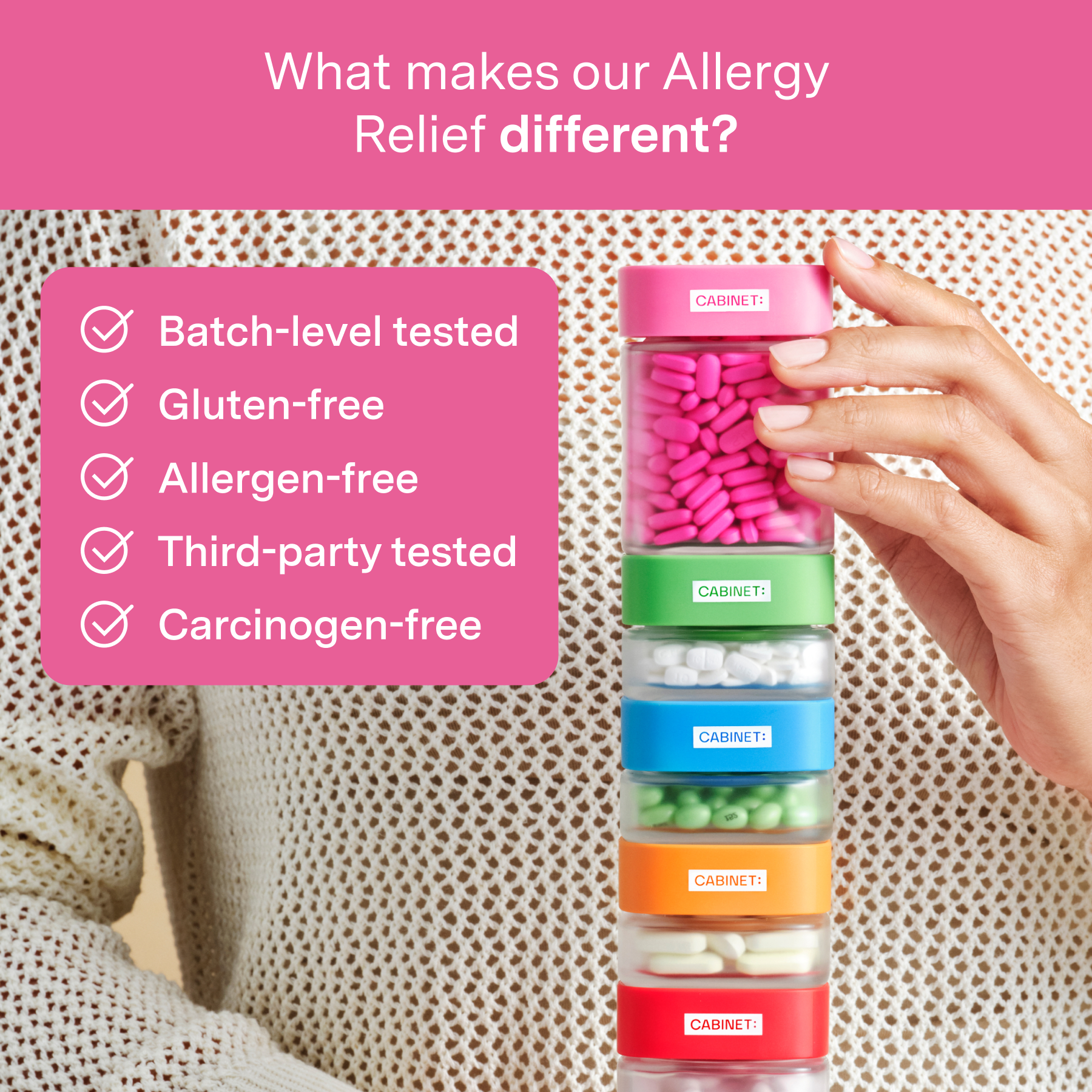 Cabinet Health - Wholesale Oral Supplement/Vitamin - Allergy Relief Refillable Glass Bottle - 120ct4