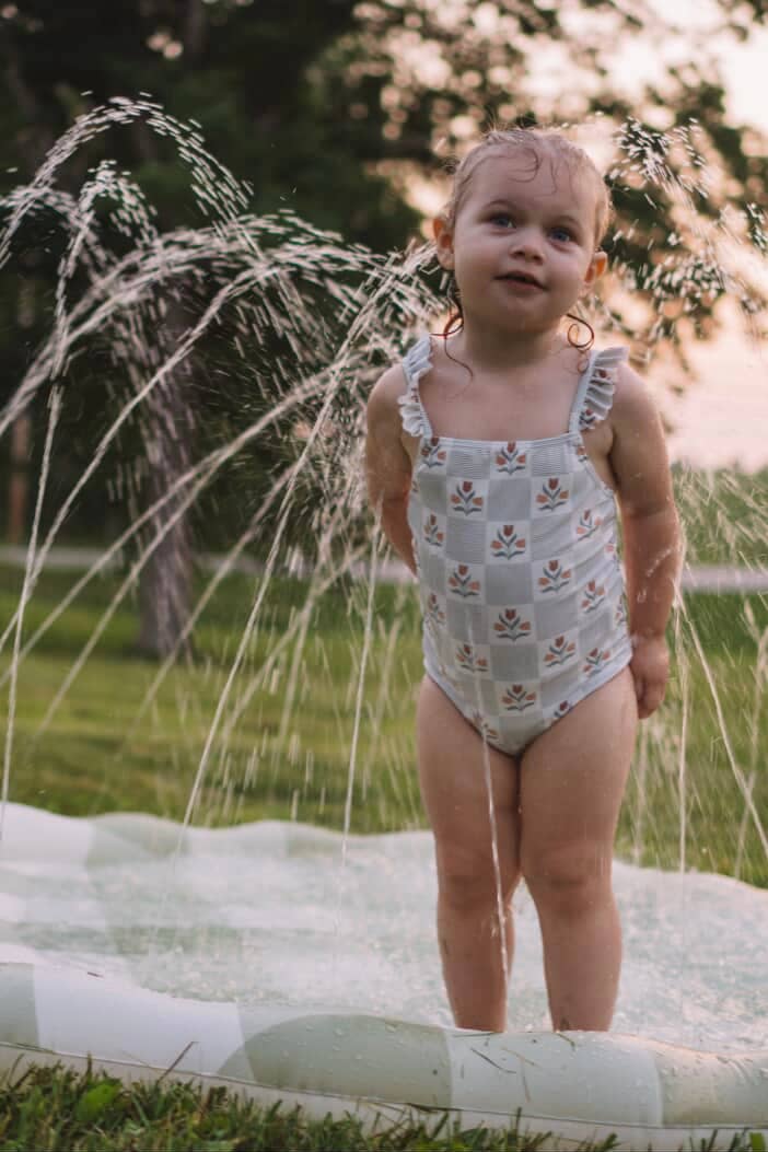 Brooklyn Neutral - Wholesale Inflatables - Green Gingham Splash Pad6