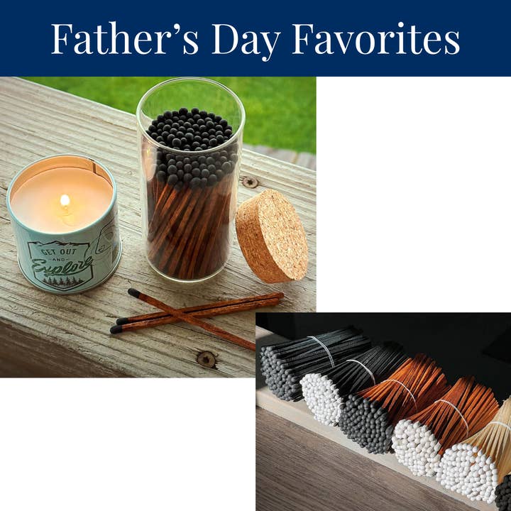 Thankful Greetings - Wholesale Match Holder - For Father's Day - 4" All Black Matches + SUPER DAD + Jar