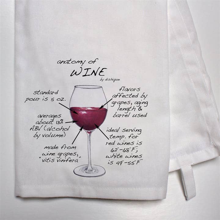 Wine Anatomy Bar Towel for wholesale by Dishique
