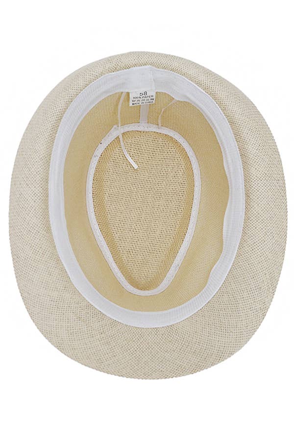 Cap Zone - Venta al por mayor Sombrero de paja - Mujer - Black Band Decor Open Weave Papel Peso Ligero Paja Fedora4