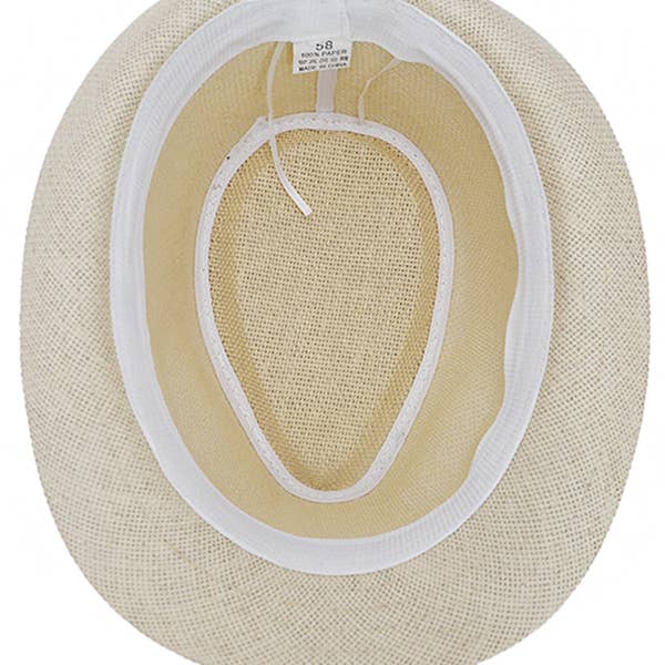 Cap Zone - Venta al por mayor Sombrero de paja - Mujer - Black Band Decor Open Weave Papel Peso Ligero Paja Fedora4